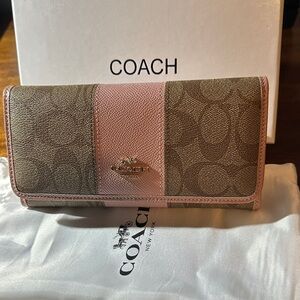 Coach Signature Brown and Pink Wallet